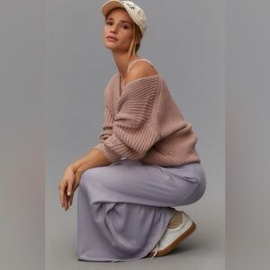 NWT Size L - Maeve V-Neck Sculptured Pullover Sweater (Color Rose)